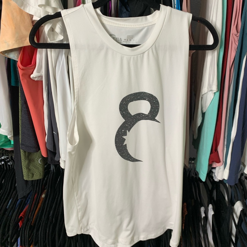 ZYIA White Sleeveless Tank with Black Graphic